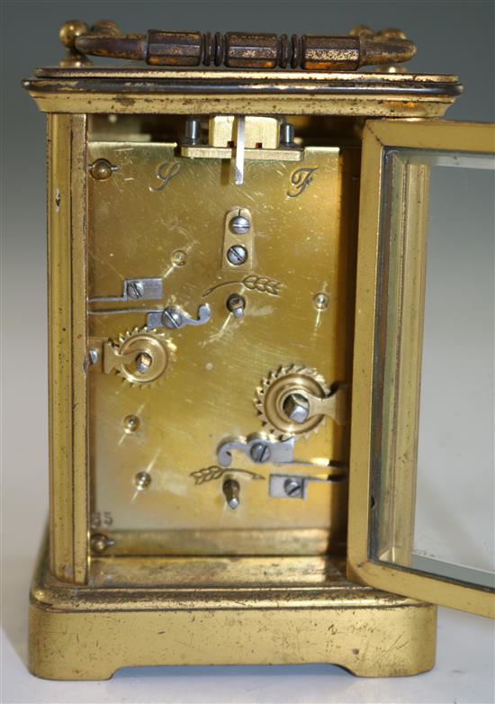 A Hamilton & Inches gilt brass carriage timepiece,